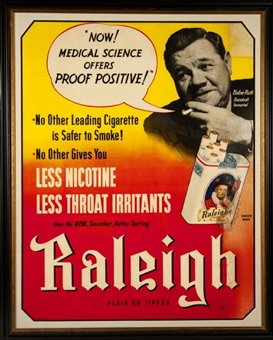 Tremendous 1940s Babe Ruth Raleigh Cigarettes Advertising Display, Ex-Halper!  